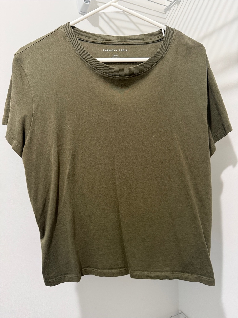 American Eagle Outfitters Women's Olive Short Sleeve Crew Tee
